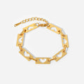 Aksesuar Bileklik Hollow Heart Chain Stainless Steel Bracelet Pulseira Unique Design Hollow Out Heart Gold Plated  Bracelet
