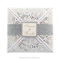 Square Laser Cut Invitations Silver Glitter Belly Band and Customized Laser Cut Birthday Invitation Cards with Glitter Band MegaBDM