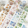 1Roll Tape Quiet Life Series Daily Life Theme Handbook Circular Stickers
