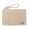 Custom Logo Print Natural Cotton Jute Gift Cosmetic Makeup Bag Eco Friendly Cotton Canvas Zipper Bag with Wrist Strap