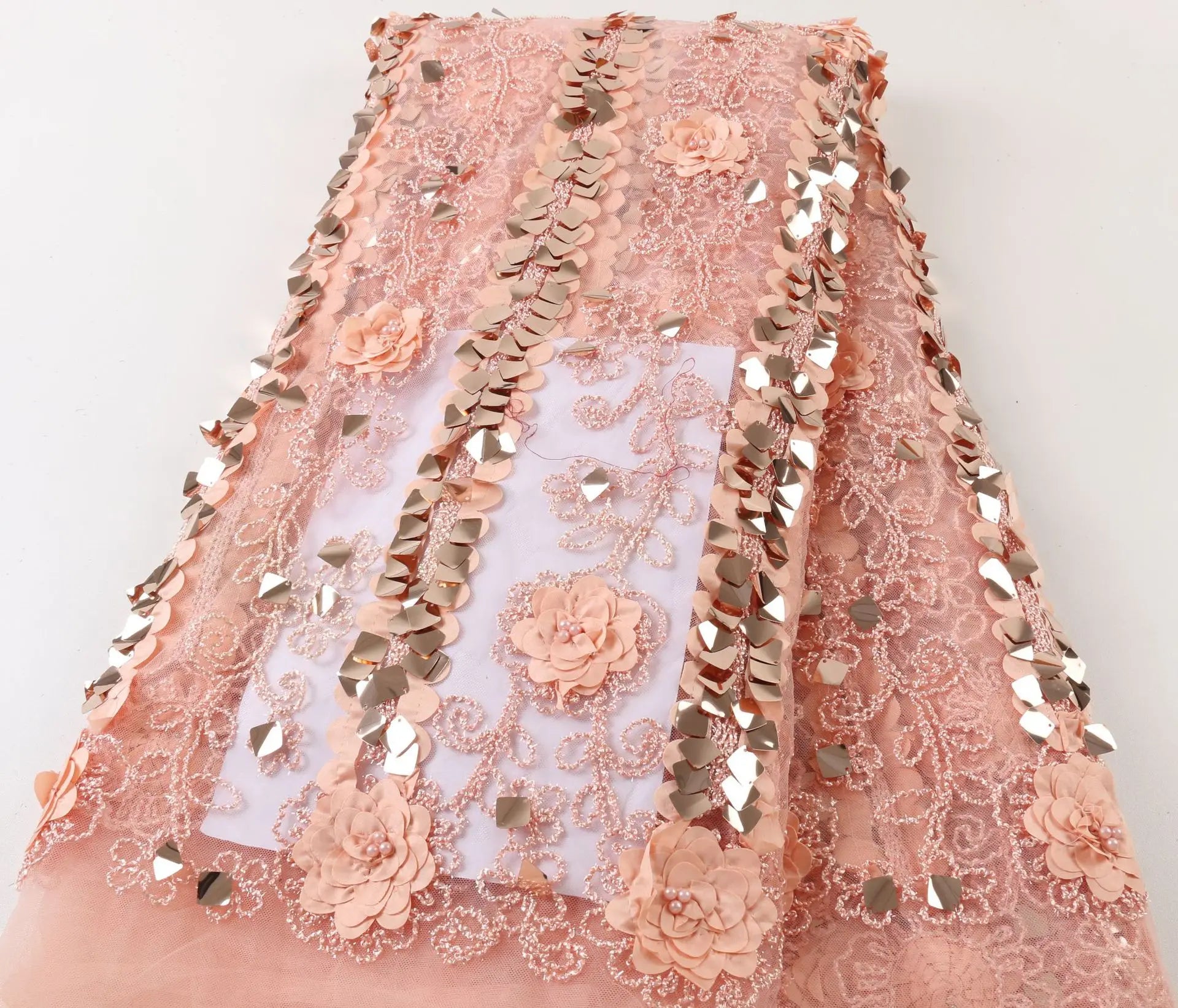New Design African Sequins Lace Fabrics with CE Certificate 100% Polyester Breathable Knitted Medium Weight