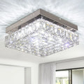 Modern Mini Square Crystal LED Ceiling Light Lamp Stainless Steel Flush Mount for Hallway Bedroom Dining & Living Room