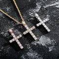 TOP ICY New Oval CZ Big Size Iced Out Cross Pendant Necklace Gold Classic Cross Hip Hop Jewelry Luxury Party Punk Pendant