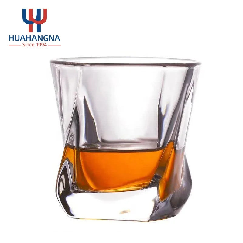 Wholesale 220ml Transparent Old Fashioned Lowball Bar Tumblers Twisted Whisky for Whiskey Drinking Rock Whisky for Glassware