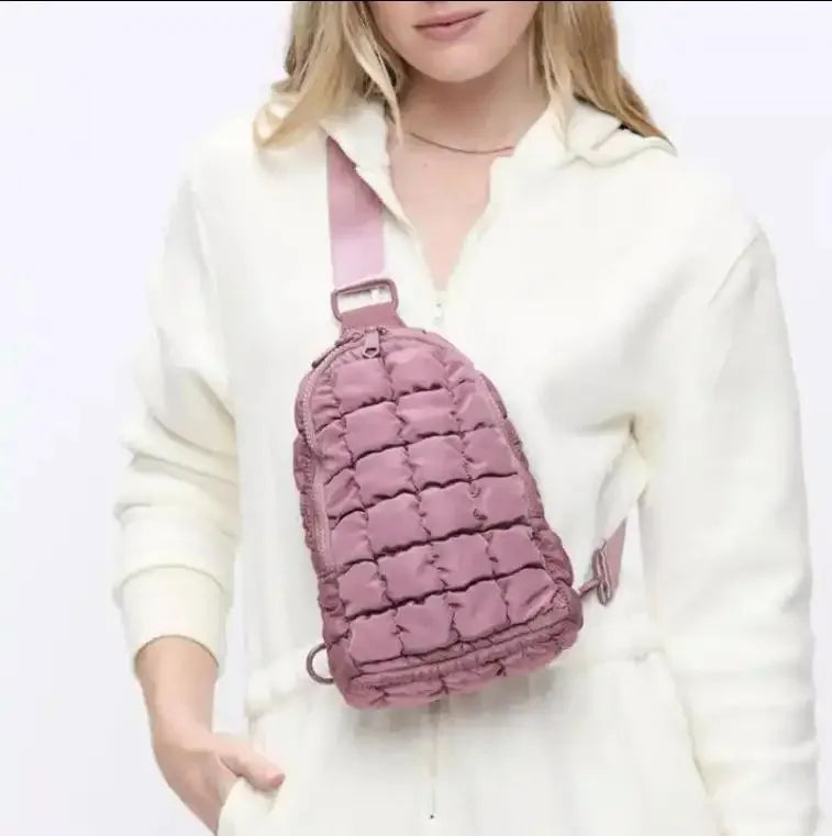 Wholesale Shoulder Factory Puffer Custom Fanny Pack Crossbody Chest Bag for Women Puffer Sling Bag