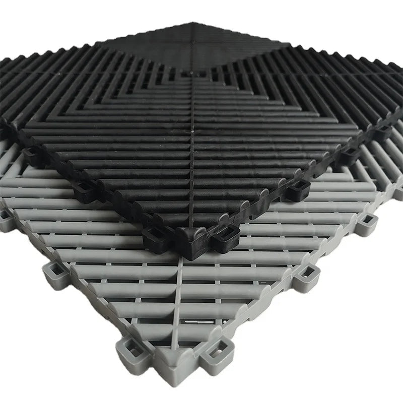 Anti-Slip Indoor/Outdoor Interlocking Floor Tiles Polymer PP Vinyl Car Wash Shop Garage Workshop Graphic Design Plastic Flooring