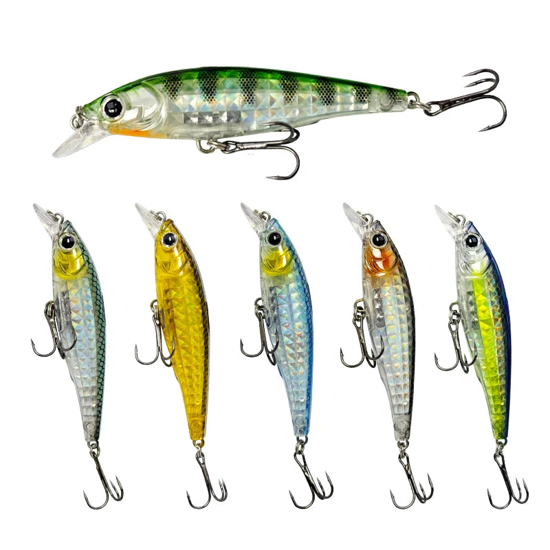 Floating Minnow 80mm 9.2g 3D Crystal Artificial Bait Bass Trout Lures Wobbler Jerkbait for Fishing Accessories Top Water Pesca