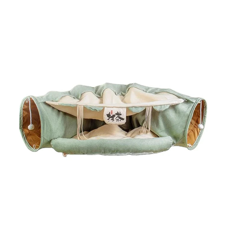 Manufacturer Cat Cave Tunnel Bed with Cushion Interactive Toys Washable Foldable Cat Tunnel Tent Nest for Indoor Cats
