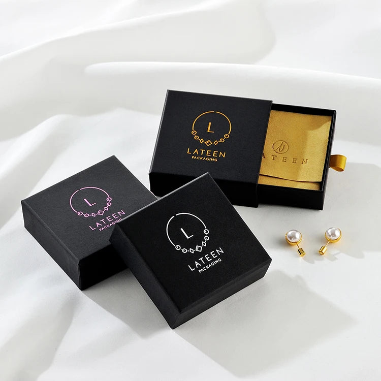 Custom Logo Slide Out Drawer Paper Jewelry Box Bracelet Earring Ring Pendant Jewelry Packaging Sliding Gift Paper Drawer Box