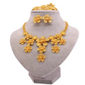 Dubai Cheap Bridal 24k Gold Plated Zircon Necklace Earrings Ring and Bracelet 4pcs Jewelry Set