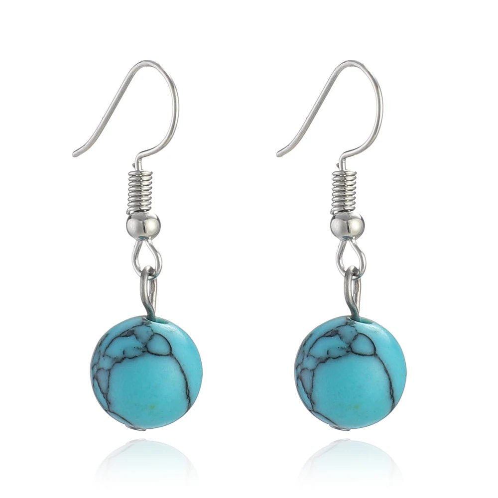 Women's Bohemian Style Turquoise Stone Bead Dangle Earrings Geometric Drop Earrings for Weddings Parties Gift Jewelry Wholesale