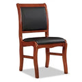 China Office Furniture Manufacturer Sale Classic Leather Without Armrest Office Chair Wooden Frame Conference Training Chair