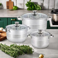 Wholesale Durable Stainless Steel Glass Lid Cookware Set with Pots and Pans for Kitchen Use