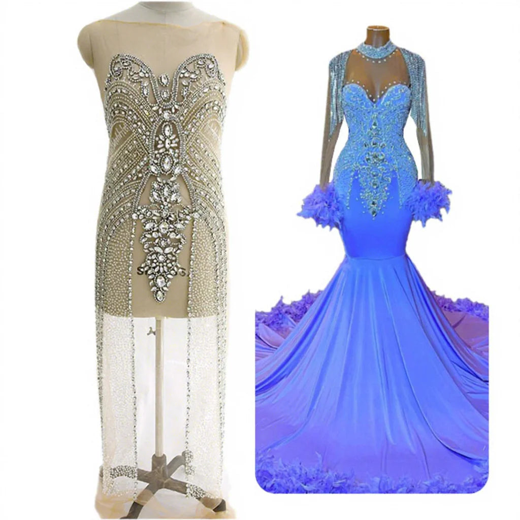 WDP-030 Keering High End Beautiful Appliques Decorated Fashion Rhinestone Applique for Club Party Dress