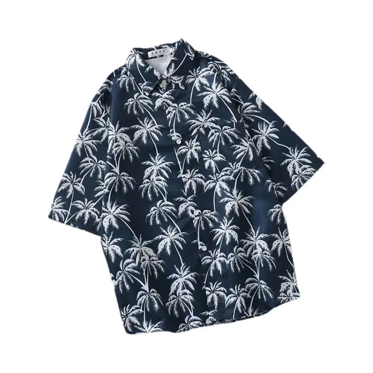 Men's Flower Casual Button Down Short Sleeve Shirt Slim Fit Men Designer Shirt Streetwear