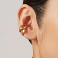 New Arrival Fashion 18K Gold Stainless Steel Two-Tone Textured Round Stud Earring Minimalist Jewelry Earrings