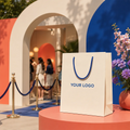 SHINY Wholesale Custom Logo Paper Packaging Bags for Pop-up Shop Retail Gift Merchandise Free Sample