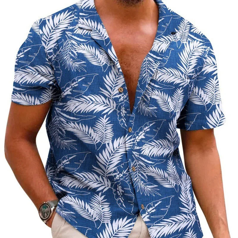 Wholesale Custom Men's Clothing 2024 Summer Men Hawaiian Print Short Sleeve Shirt Men's Beach Shirt