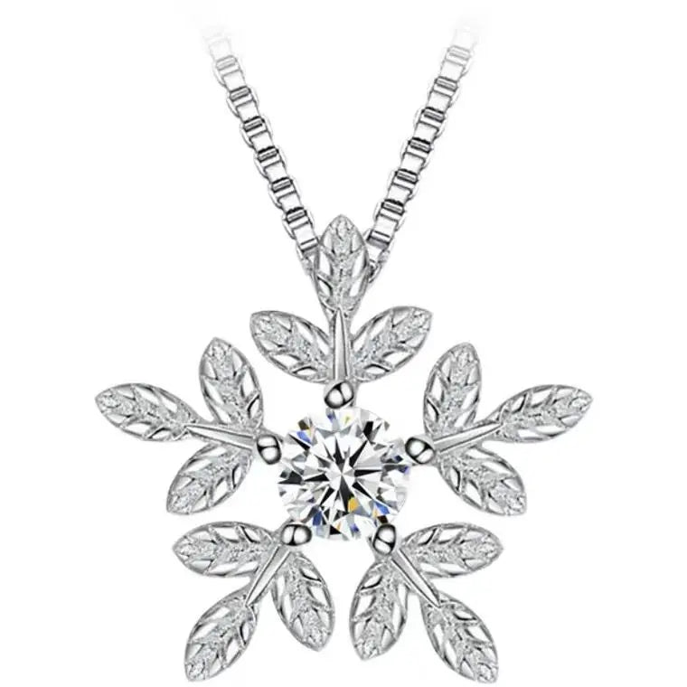 Factory Wholesale New Silver Zircon Snow Necklaces Pendant Fashion Sterling Silver Jewelry Statement for Women Bijoux