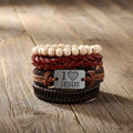 New Fashion Vintage Leather Wrap Bracelet Christian Jewelry Cross Design Ethnic Style Unisex Gift