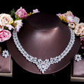 5 Colors Sparkling White Cubic Zirconia Female Wedding Big Necklace and Earrings Set for Women Bridal Luxury Jewelry Accessories