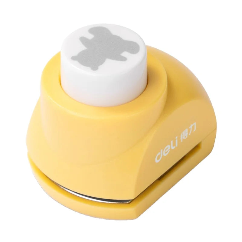 Deli TA902 1.5cm Embossing Device Yellow Bear Pattern Paper Presser Manual Diy Punch for School Gifts 288pcs Per Carton Set
