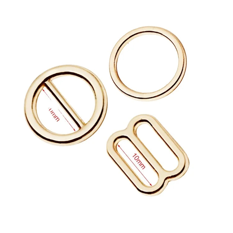 Wholesale Gold Ring Buckles Adjuster Bra Metal Slider Buckle Blanks with Logo for Underwear OEM Service