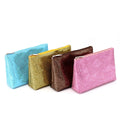 Fancy Design Good Quality Custom Portable Traveling Womens Blue pink Brown Yellow Luxury Glitter Flash Cosmetic Makeup Bag