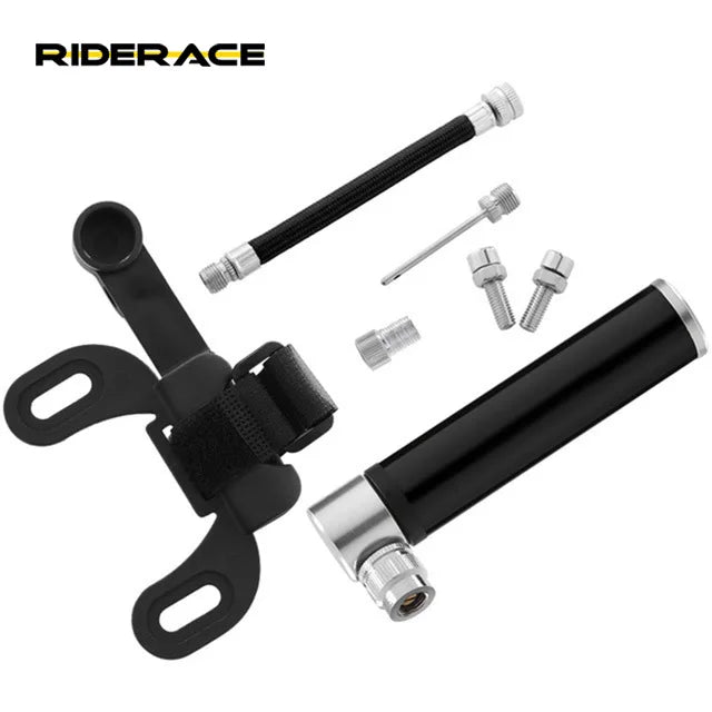 RIDERACE Mini Bicycle Pump Aluminum Alloy Portable Light Hand Air Pump High Pressure Inflator for Basketball Tire Gas Needle