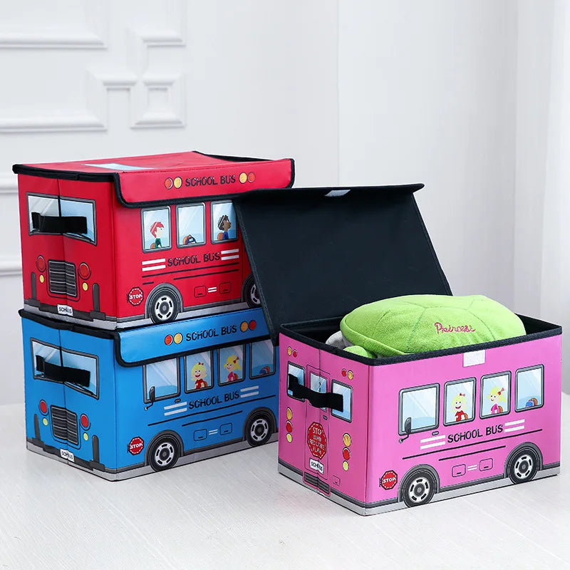 Cartoon Car Kid Laundry Basket Cartoon Pattern Foldable Toy Storage Bucket Picnic Dirty Clothes Basket Organizer Box