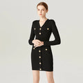 High Quality Fashion Desgin Button  Knitted Dress for Women
