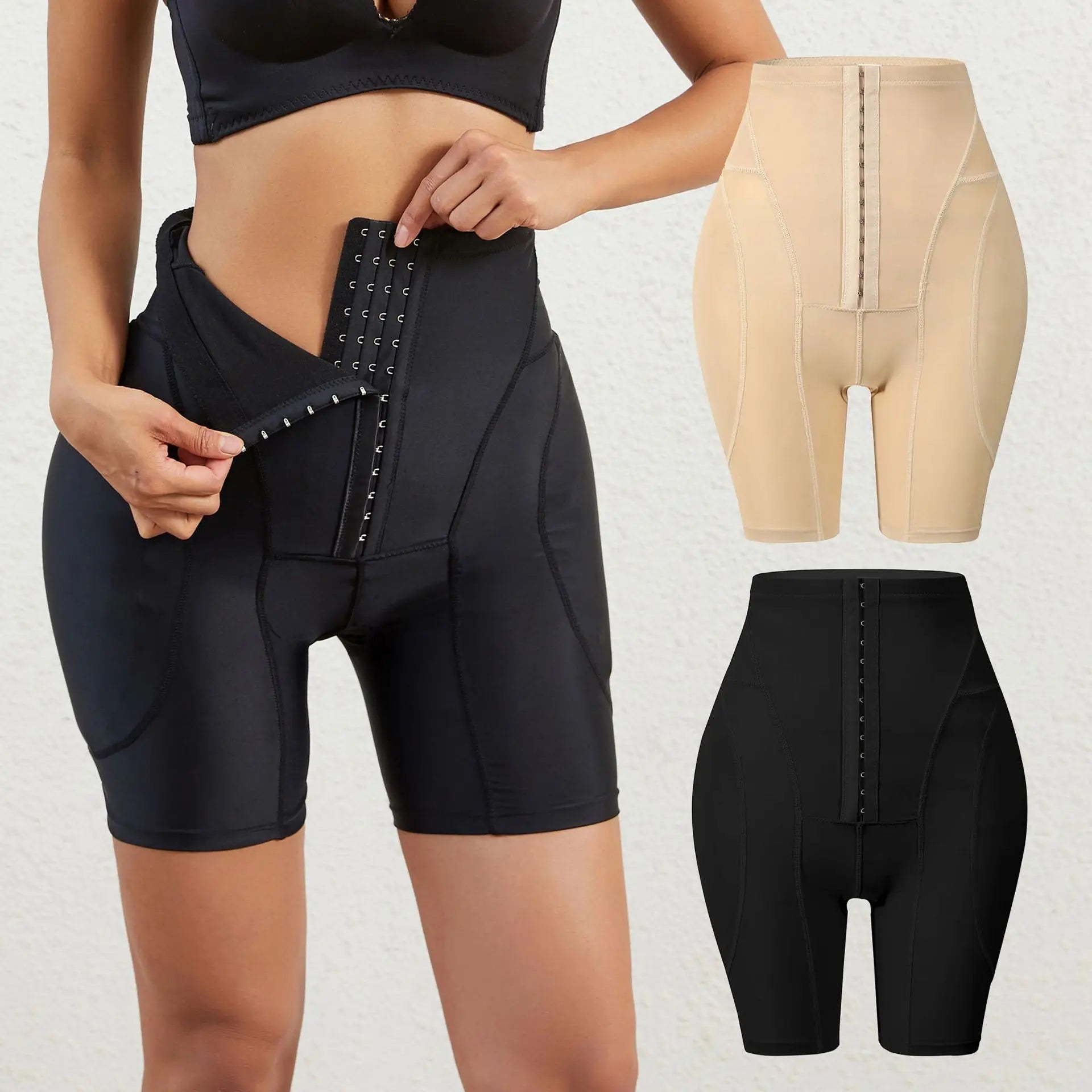 High Waist Breathable Tummy Control Eco-Friendly Panty Slim Body Shaper Women Plus Size Underwear Padded Ass Hip Enhancer