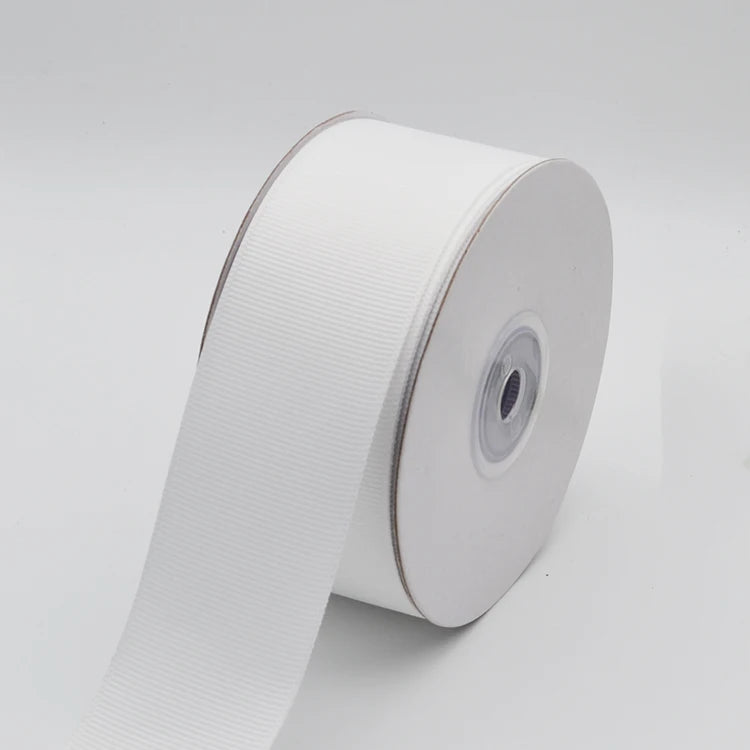 Factory Direct 1-1/2 Inch 100% Polyester Double Face White Plain Grosgrain Ribbon Customizable Fashion Sustainable Gift Packing