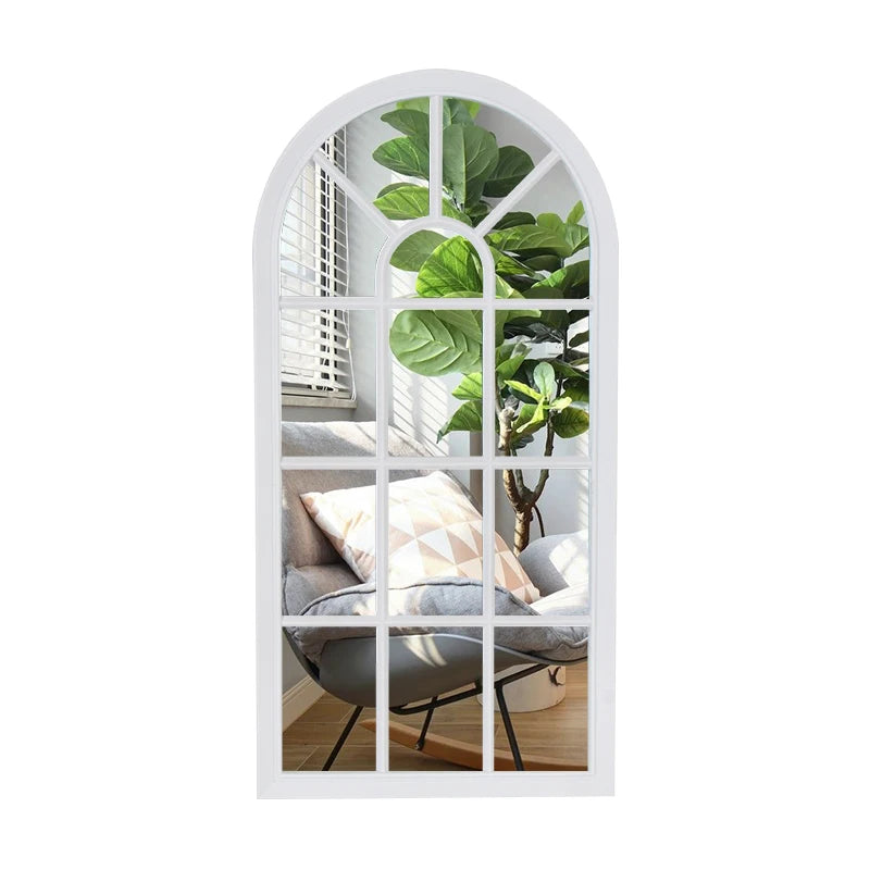 Modern Fan Shaped White Wall Art Plastic Framed Hanging Wall Mirrors Set for Home Bedroom Bathroom Living Room for Hotels