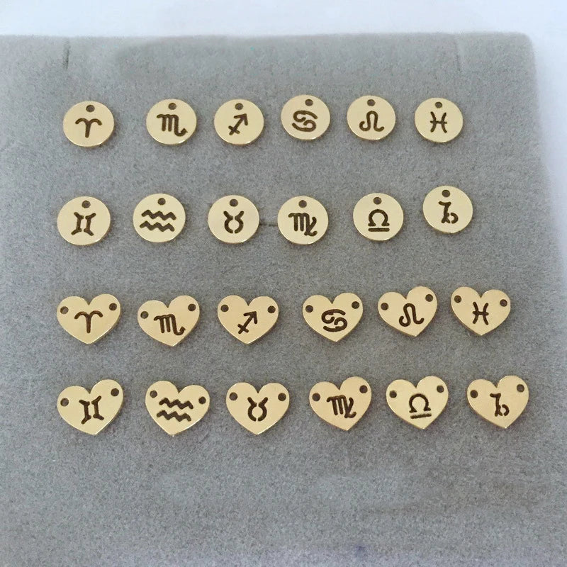 14K Gold Filled Charm 12 Constellation Initial Pendant for Bracelet Necklace Earring Jewelry Making