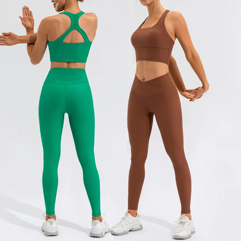 SHINBENE Wholesale Women Ribbed 2 Pieces Sets Plus Size Gym Wear Ladies Fitness Training Wear Workout Set