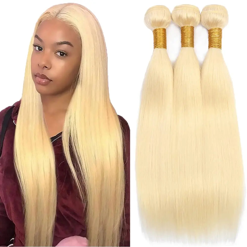 Top Grade 613 Virgin Brazilian Human Hair Extensions Double Remy Weft Blonde Straight Raw Human Hair Weave Bundles Vendor