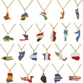 Factory World Countries Map Flag Charm Chain Necklace Stainless Steel Silver 18K Gold Plated National Flag Pendant Necklace