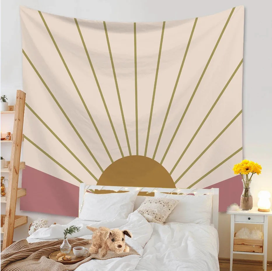 HOT Small Fresh Tapestry Ins Hanging Cloth Background Cloth Cartoon Leaf Sowing Decorative Cloth Bedside Wall Curtain MegaBDM