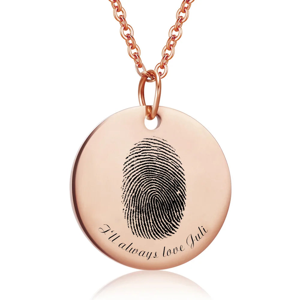 Fine Jewelry Necklaces Personalized Name Necklace Stainless Steel Waterproof Fingerprint Pendant Charm Necklaces