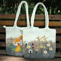 Ins Style Wool Natural Tone Needle Flower Handbag Tablet Bag Tote Bag Fashion Clothing Accessories