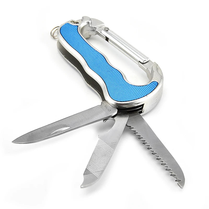 4-in-1 Multi-Function Carabiner Knife Set with Antiskid Handle Versatile Outdoor Tools for Enthusiasts Promotion Gift