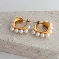 Dazan Autumn Winter 18k Gold Plated Unique Hypoallergenic Stainless Steel Vintage Rococo Imitation Pearl Earrings for Women