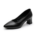 Hot-selling Genuine Leather Solid Matte Black Stewardess Bank Hotel Clerk Work Ladies Shoes