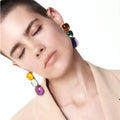 Fashion New ZA Trendy Multicolor square Resin Pendant Earrings Set for Women Girls Geometric Acrylic Drop Earrings Party Jewelry