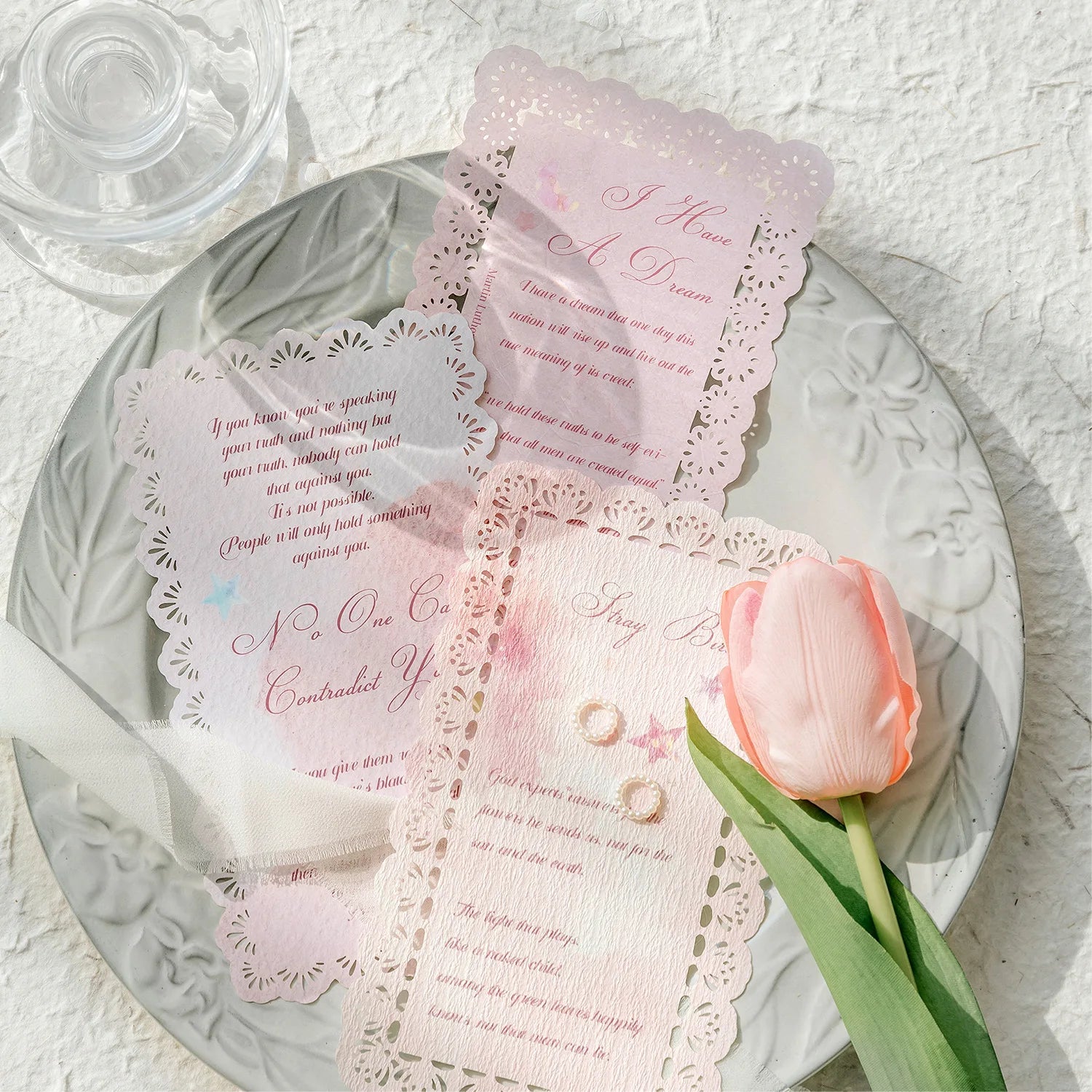 10pcs/pack Material Paper Lace Loves Word Series Lace Lace Openwork Handbook Decoration Material