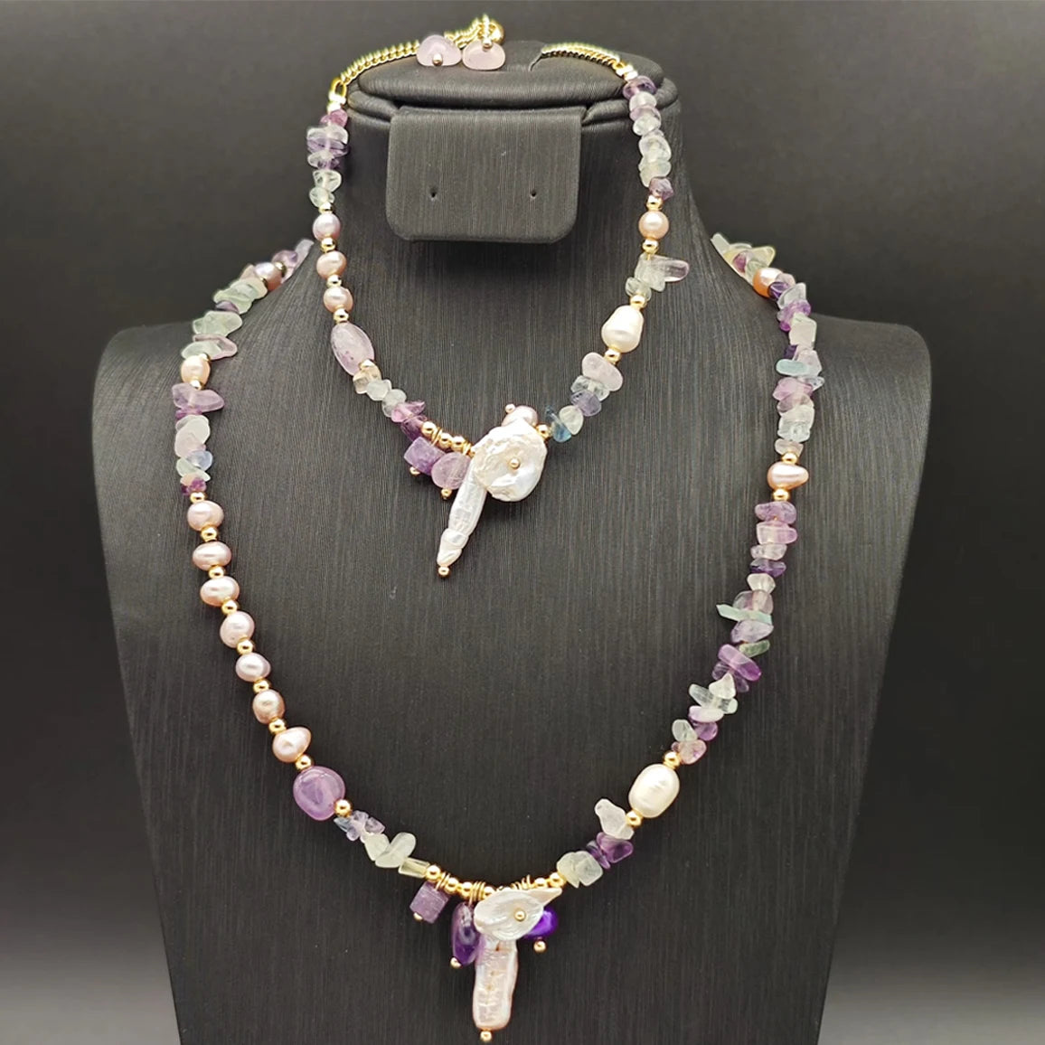Women's Vintage Style Freshwater Pearl Charm Necklace Copper Gold Plated Jewelry