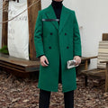 Autumn Winter Men's Elegant Mid-Length Wool Coat Jacket British Retro Korean Style Solid Color  Fur Lining Long
