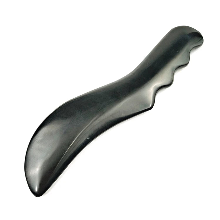 Huiying Natural Bian Stone Face Guasha Massage Tool Black New Shape Gua Sha Board