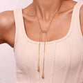 Gold Plated Water Drop Chain Long Necklace for Women Stainless Steel Gold Necklace